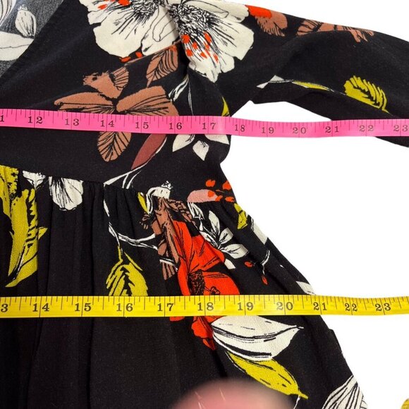 Free People Bella Floral Mini Tunic Dress Size Xsmall Boho Flare Sleeves - Picture 11 of 13